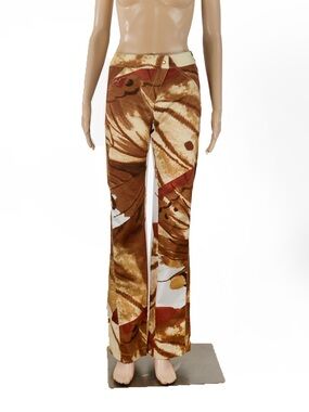 Vintage 2000s Y2k 00s Monica Magni Animal Print Collage McBling Lace Up Pants